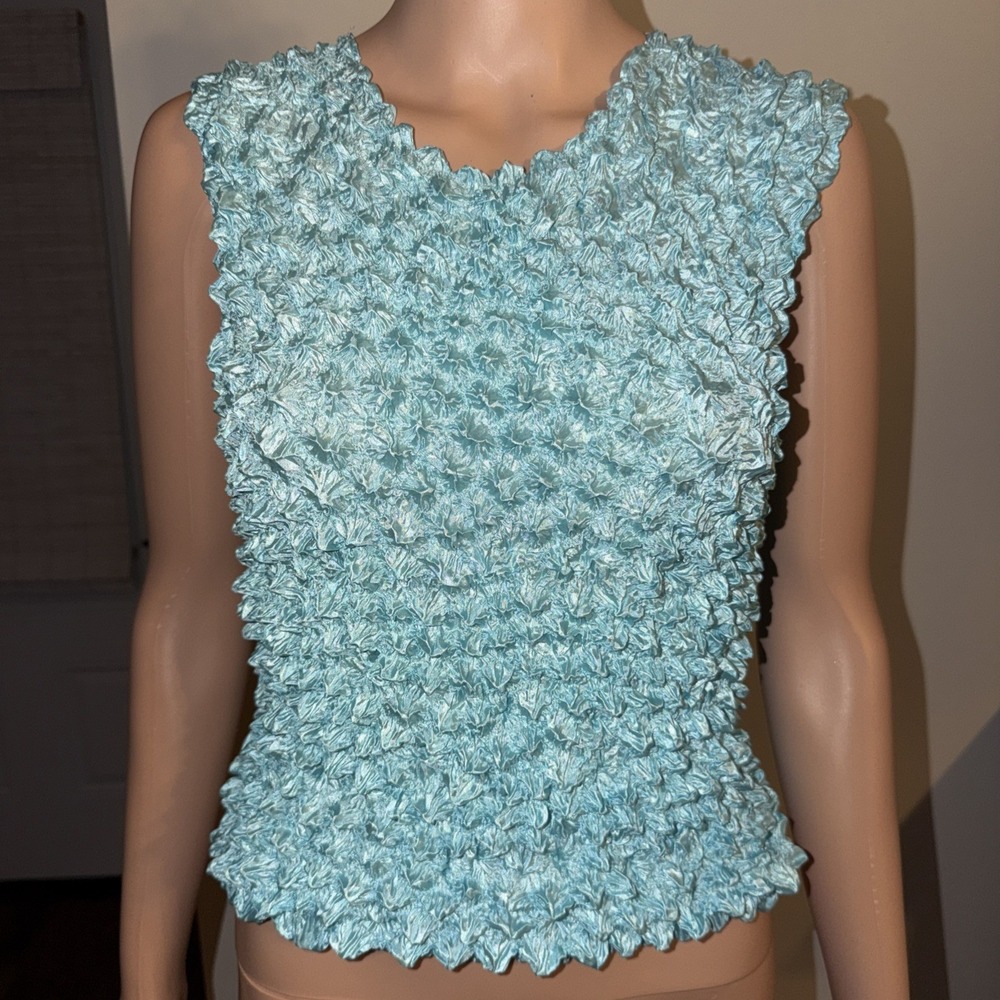 Magic Bubble Popcorn Blouse Cropped One Size Blue Festival Fairy Whimsical Y2K
